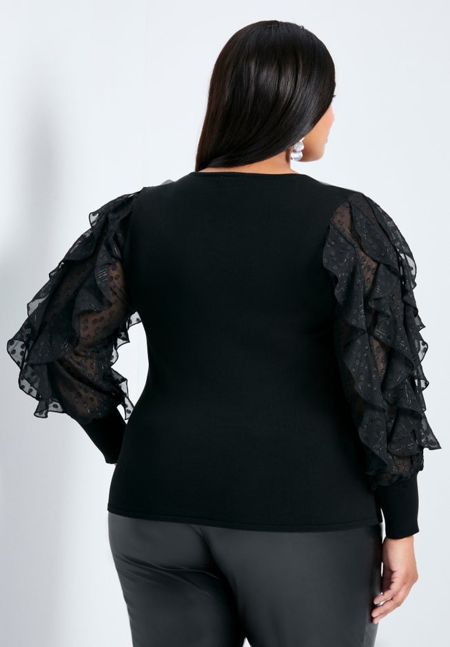 Frill Sleeve Sweater image number 1