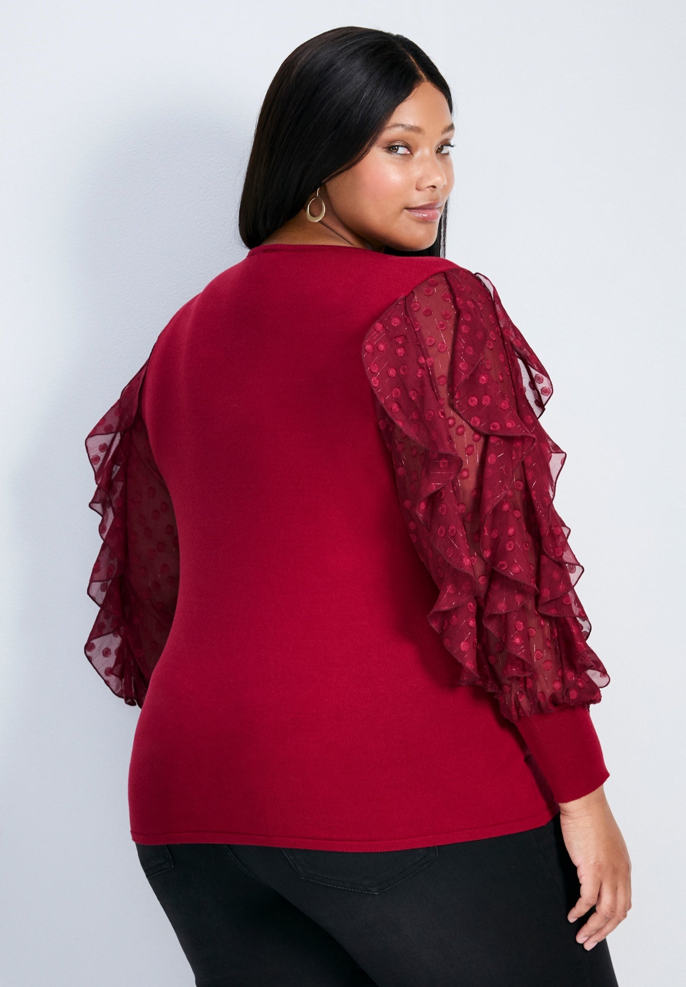 Frill Sleeve Sweater image number 1