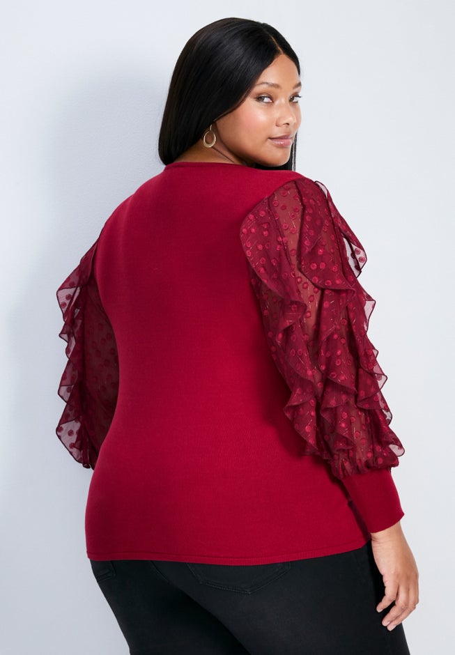 Frill Sleeve Sweater image number 1