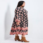 Everlasting Bordered Print Blouson Sleeve Dress image number null