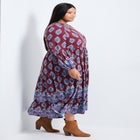 Everlasting Bordered Print Blouson Sleeve Dress image number null