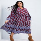 Everlasting Bordered Print Blouson Sleeve Dress image number null