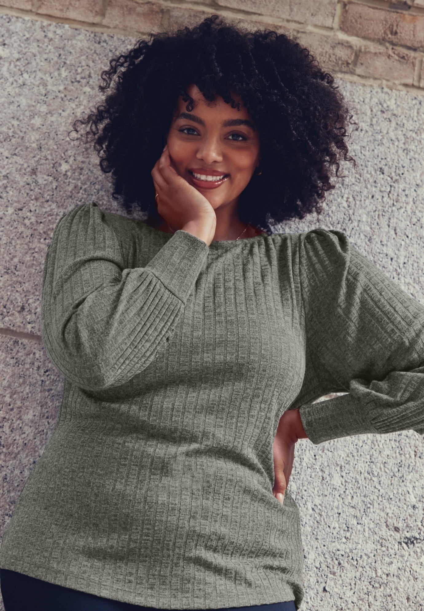 Jessica Rib Hacci Knit Top image number 3