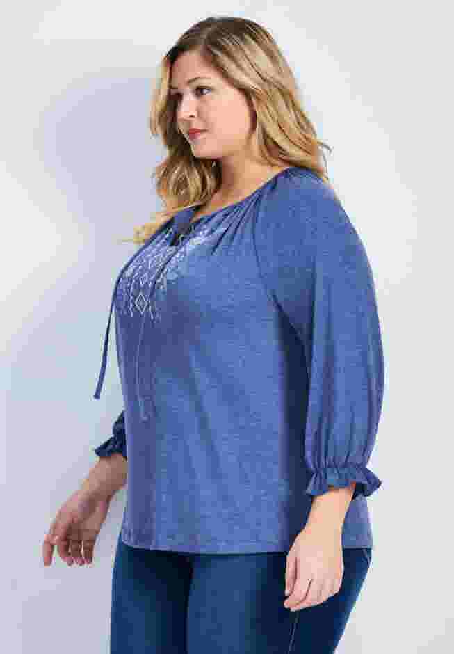 Brie Embroidered Neckline Top image number 2