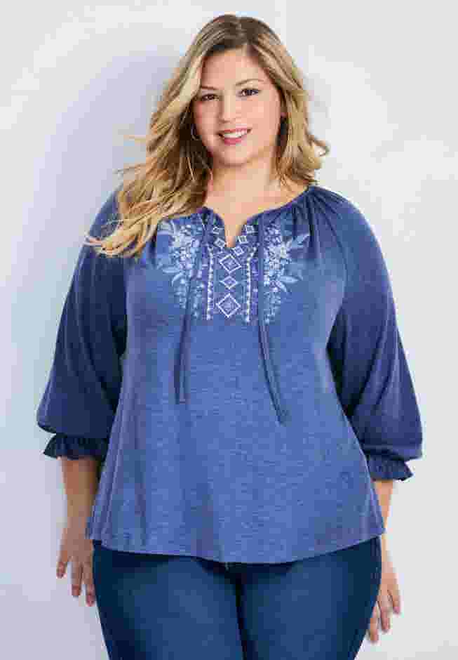 Brie Embroidered Neckline Top image number 0