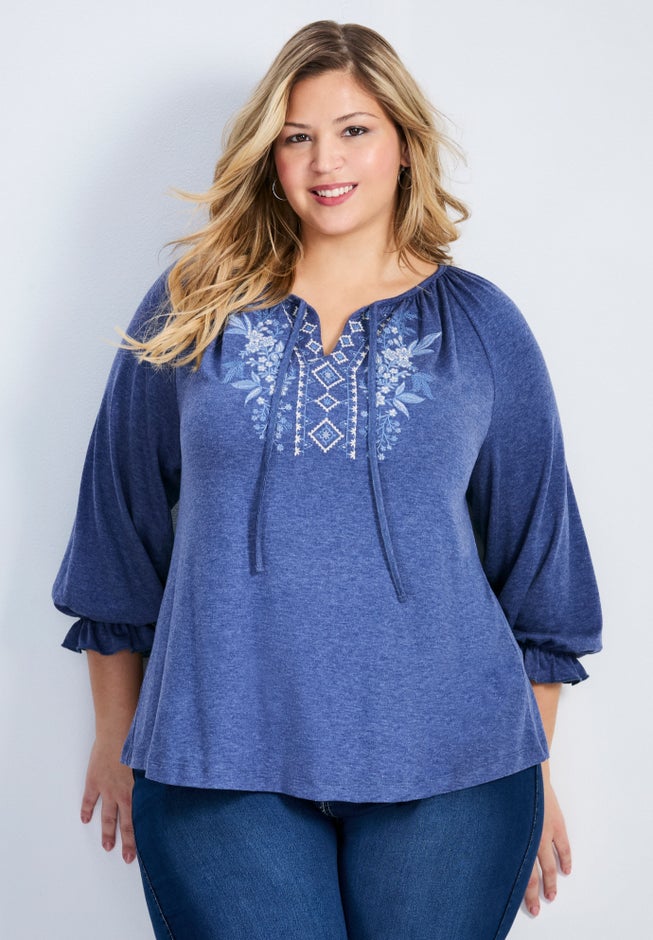 Brie Embroidered Neckline Top image number 0