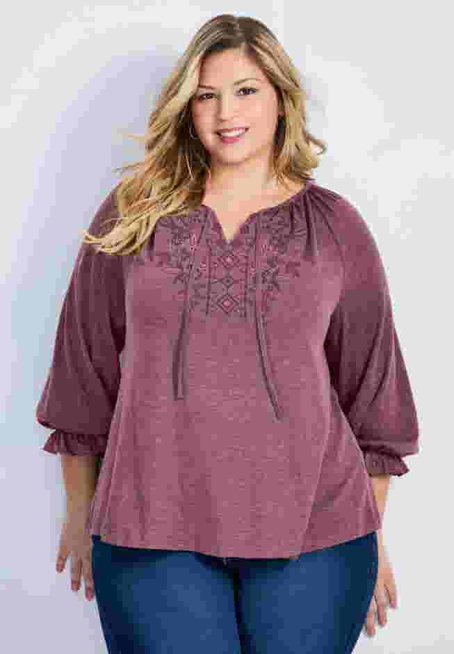 Brie Embroidered Neckline Top image number 0