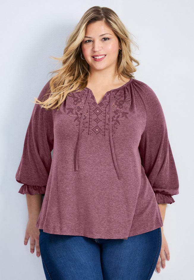 Brie Embroidered Neckline Top image number 0
