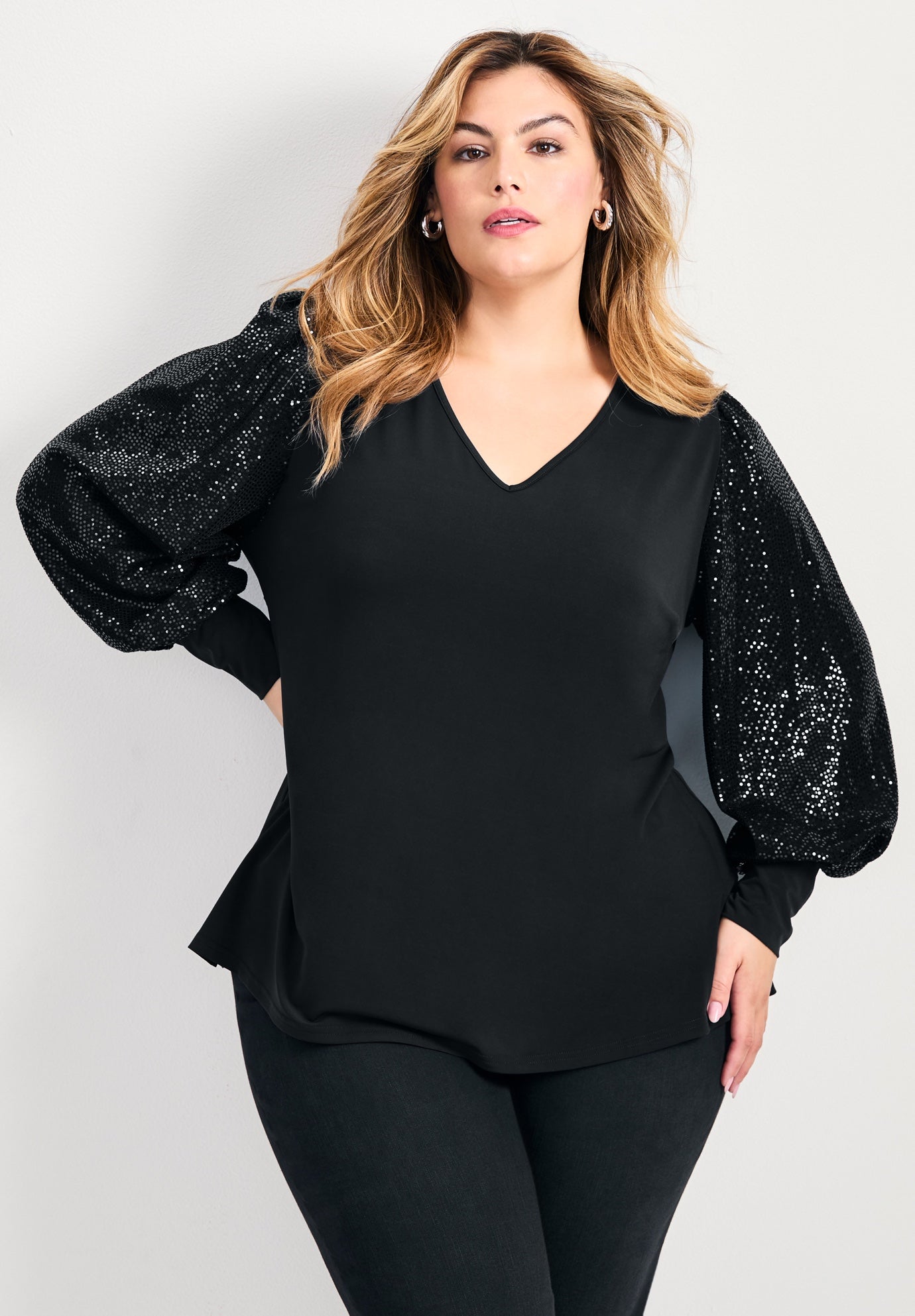 Glam Sequin Sleeve Top image number 0