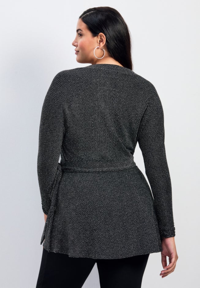 Glamour Sparkle Wrap Top image number 1