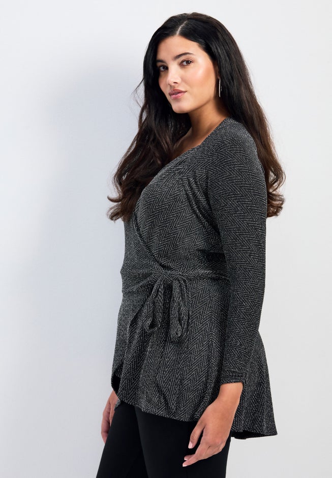 Glamour Sparkle Wrap Top image number 2
