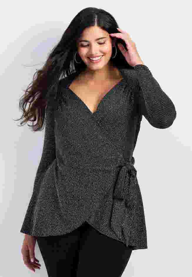 Glamour Sparkle Wrap Top image number 0