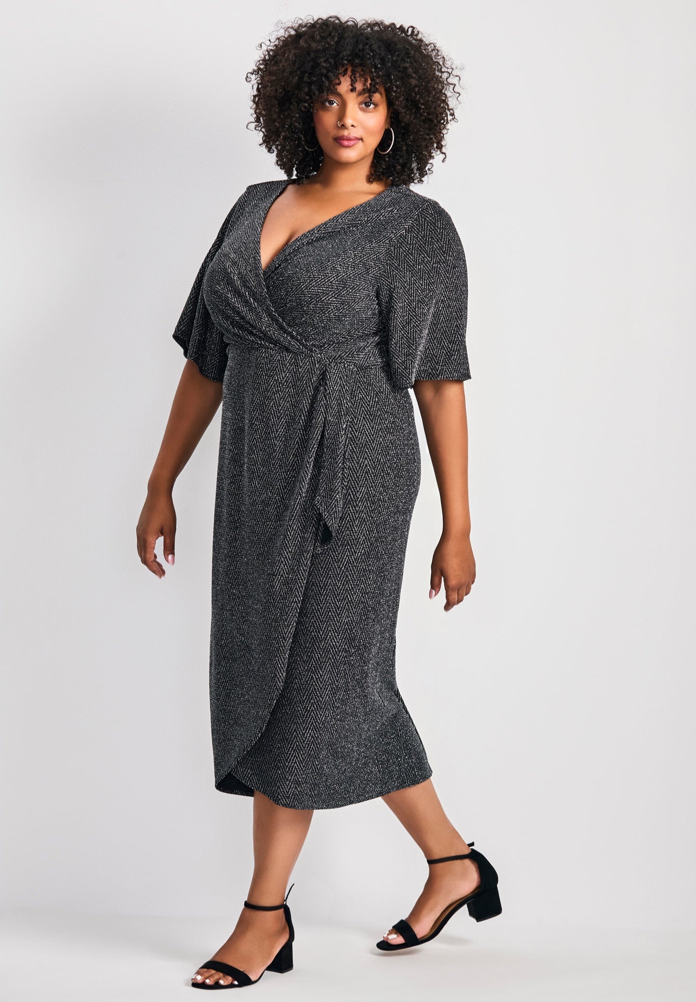 Nala Metallic Mock Wrap Dress image number 2