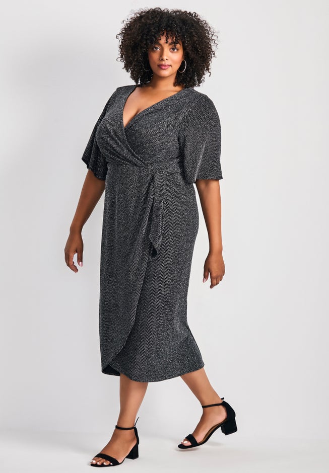 Nala Metallic Mock Wrap Dress image number 2