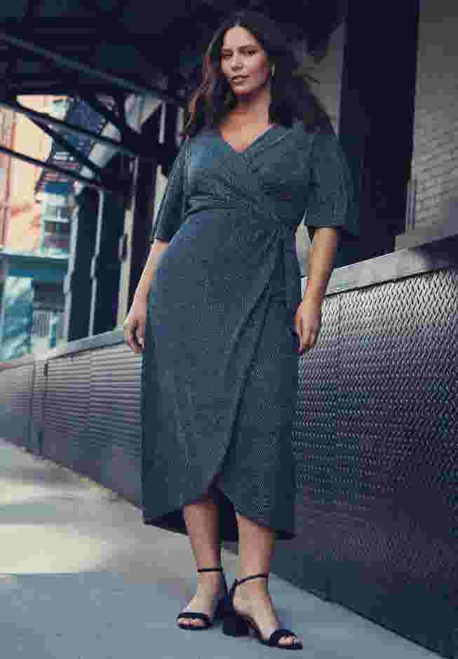 Nala Metallic Mock Wrap Dress image number 3