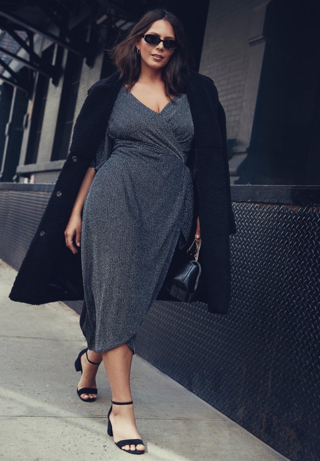 Nala Metallic Mock Wrap Dress image number 4