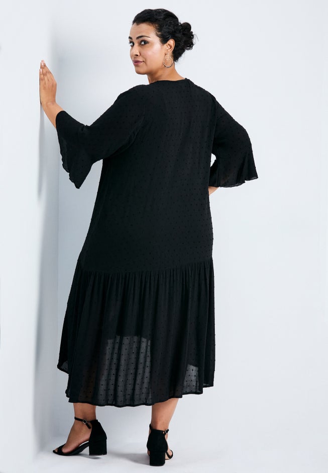 Vicki Textured Dobby Bell Sleeve Dress image number 1