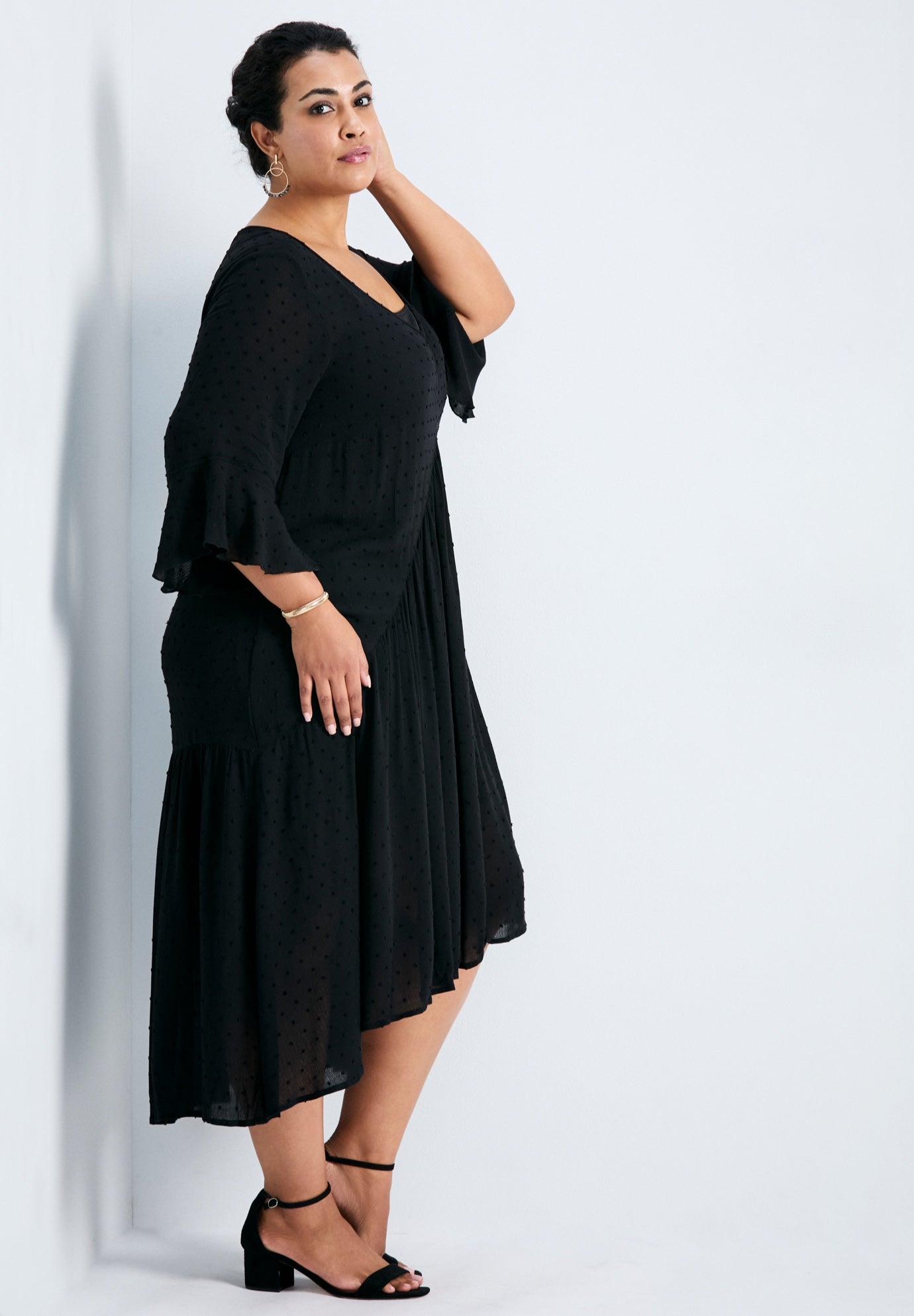 Vicki Textured Dobby Bell Sleeve Dress image number 2