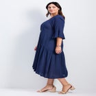 Vicki Textured Dobby Bell Sleeve Dress image number null