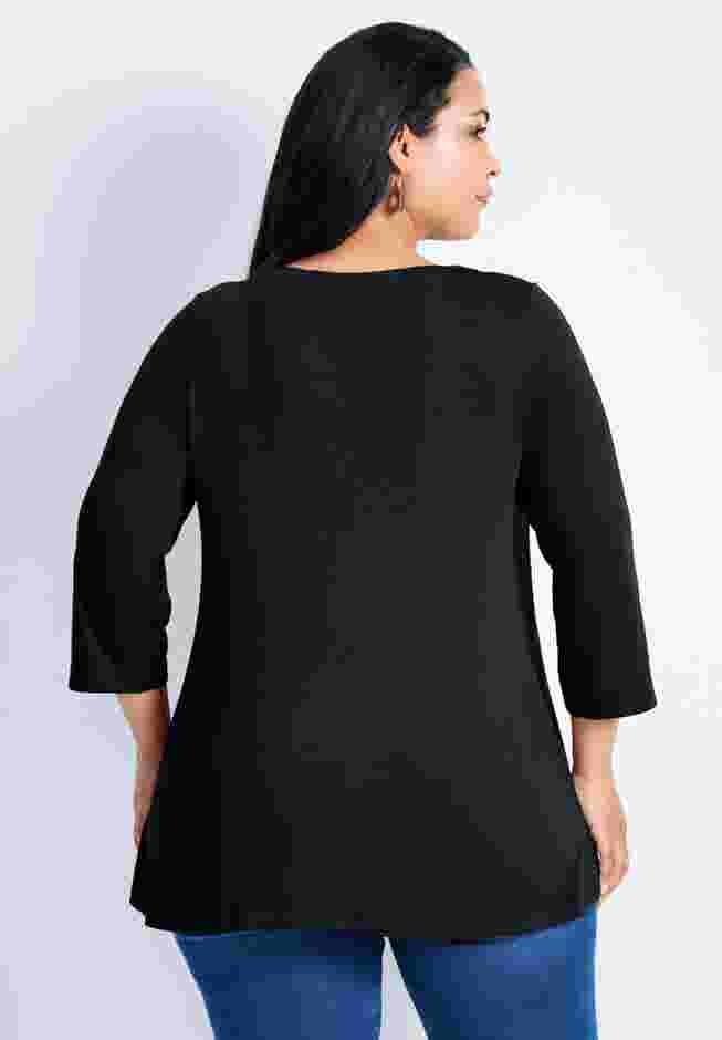 Sabrina Button Detail 3/4 Sleeve Top image number 1