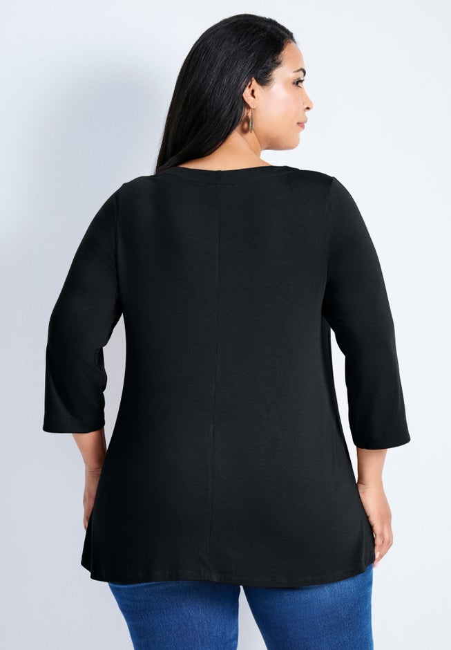 Sabrina Btn Dtl 3/4 Slv Top image number 1