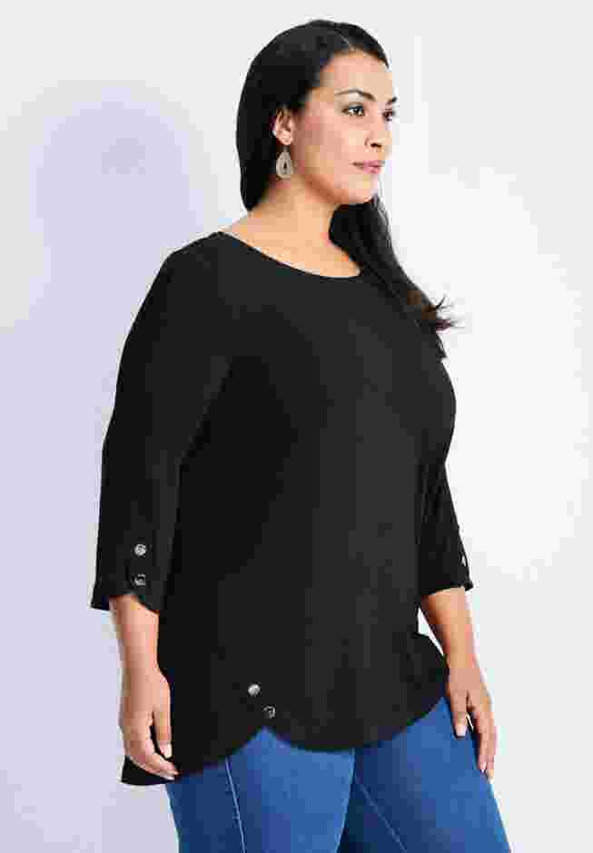 Sabrina Button Detail 3/4 Sleeve Top image number 2