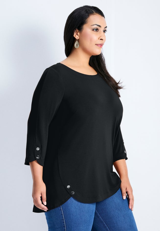 Sabrina Btn Dtl 3/4 Slv Top image number 2