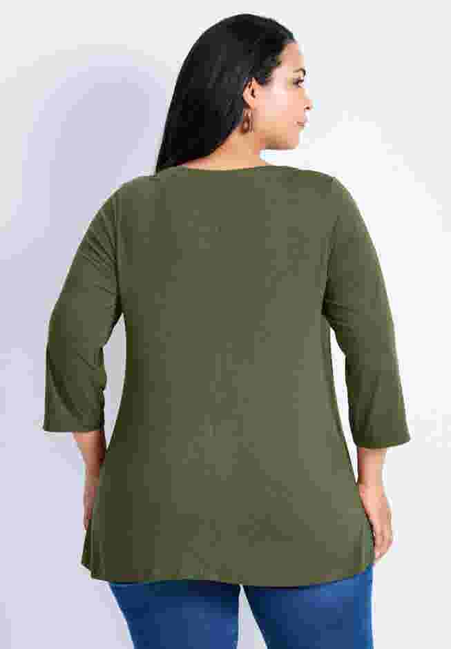 Sabrina Btn Dtl 3/4 Slv Top image number 1