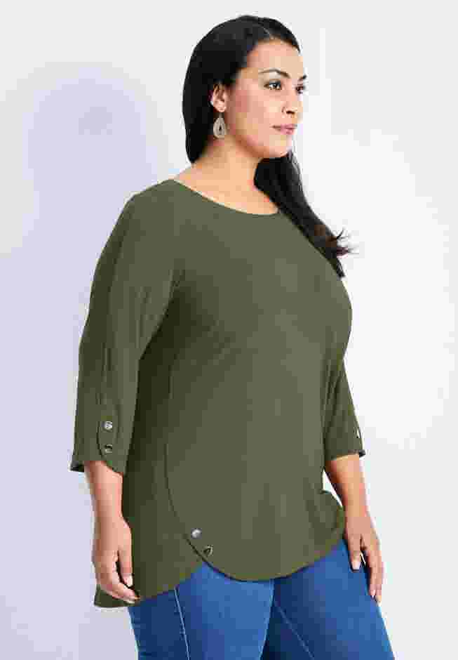 Sabrina Btn Dtl 3/4 Slv Top image number 2