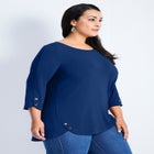 Sabrina Btn Dtl 3/4 Slv Top image number null