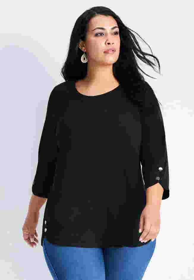 Sabrina Button Detail 3/4 Sleeve Top image number 0