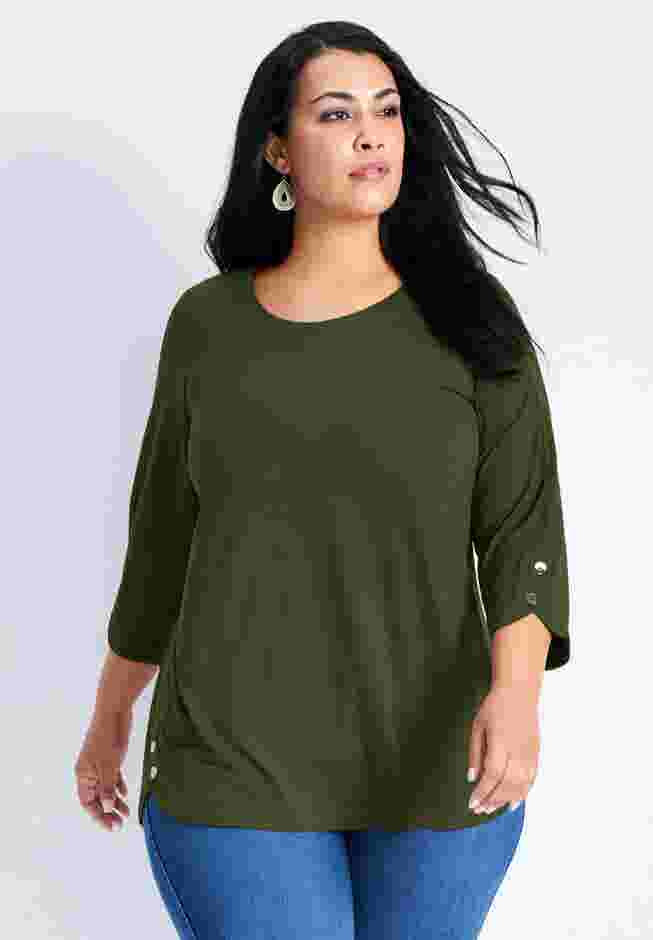 Sabrina Btn Dtl 3/4 Slv Top image number 0