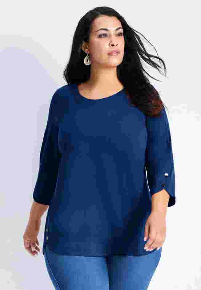 Sabrina Btn Dtl 3/4 Slv Top image number 0