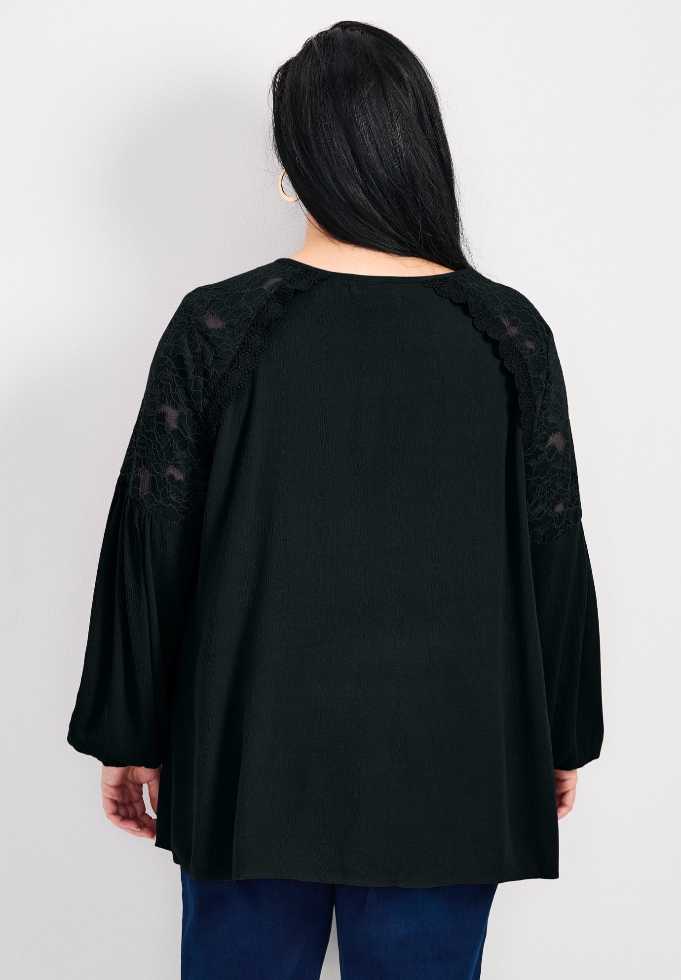 Marcie Lace Yoke Long Sleeve Top image number 1