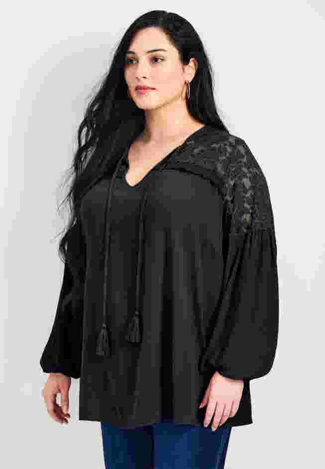 Marcie Lace Yoke Long Sleeve Top image number 2