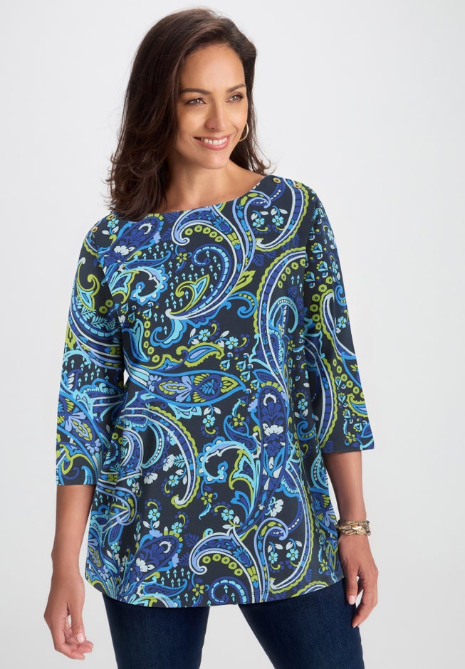 Stretch Cotton Boatneck Tunic image number 5