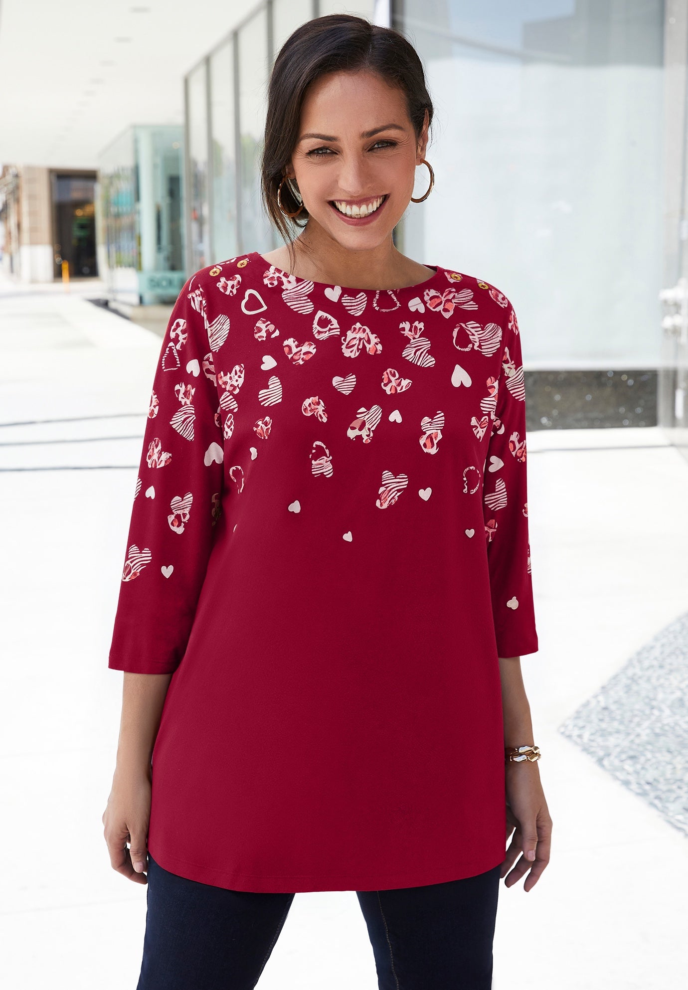 Stretch Cotton Boatneck Tunic image number 4