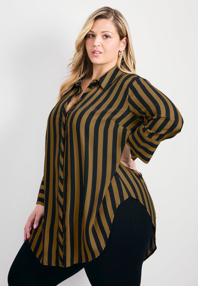 Linear Longline Stripe Shirt image number 2