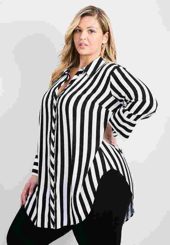 Linear Longline Stripe Shirt image number 2