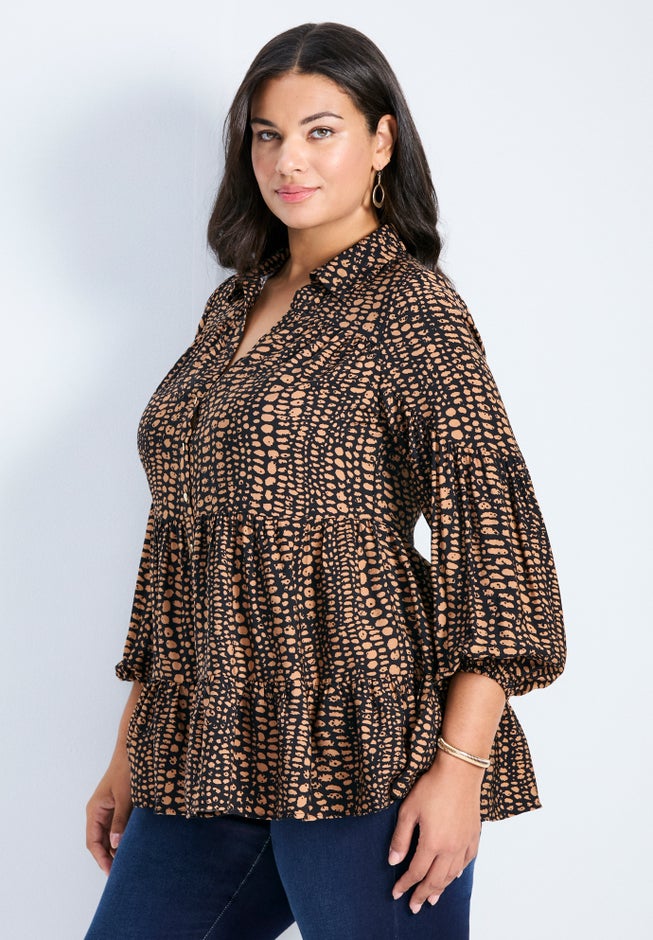 Flora Blouson Tiered Tunic image number 2