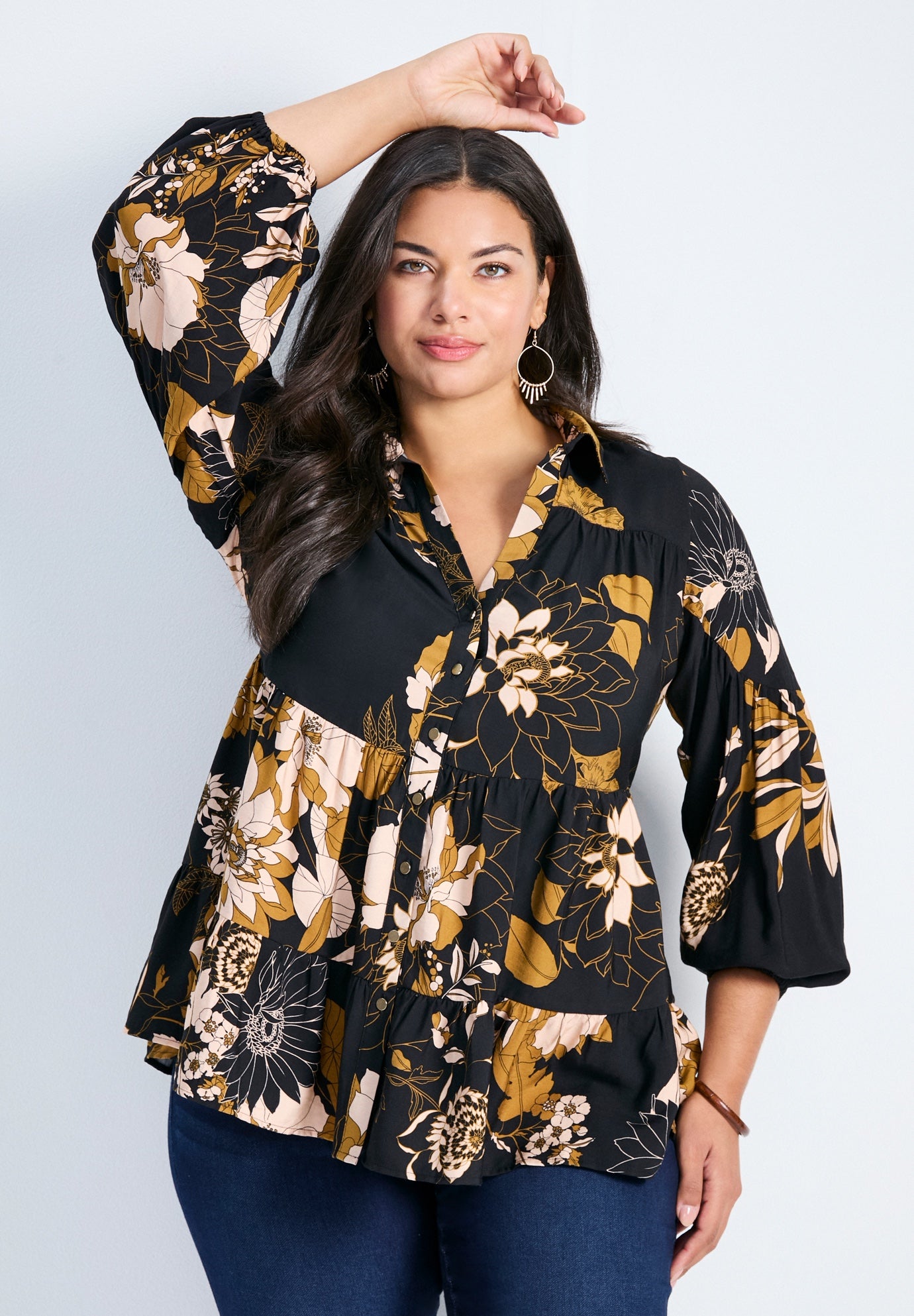 Flora Blouson Tiered Tunic image number 0