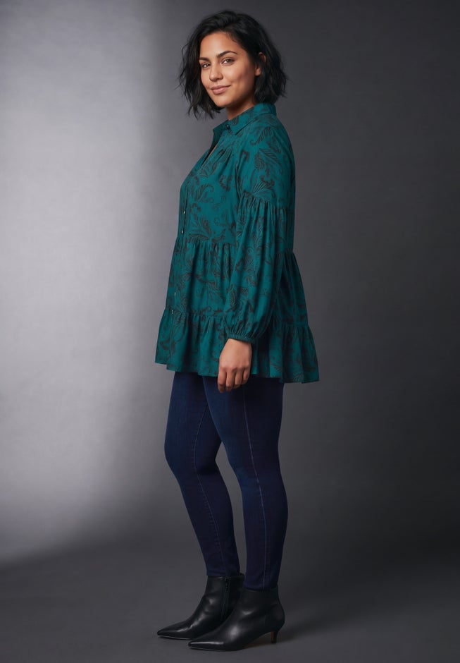 Flora Blouson Tiered Tunic image number 3