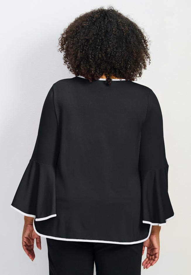 Ivana Contrast Bell Sleeve Top image number 2