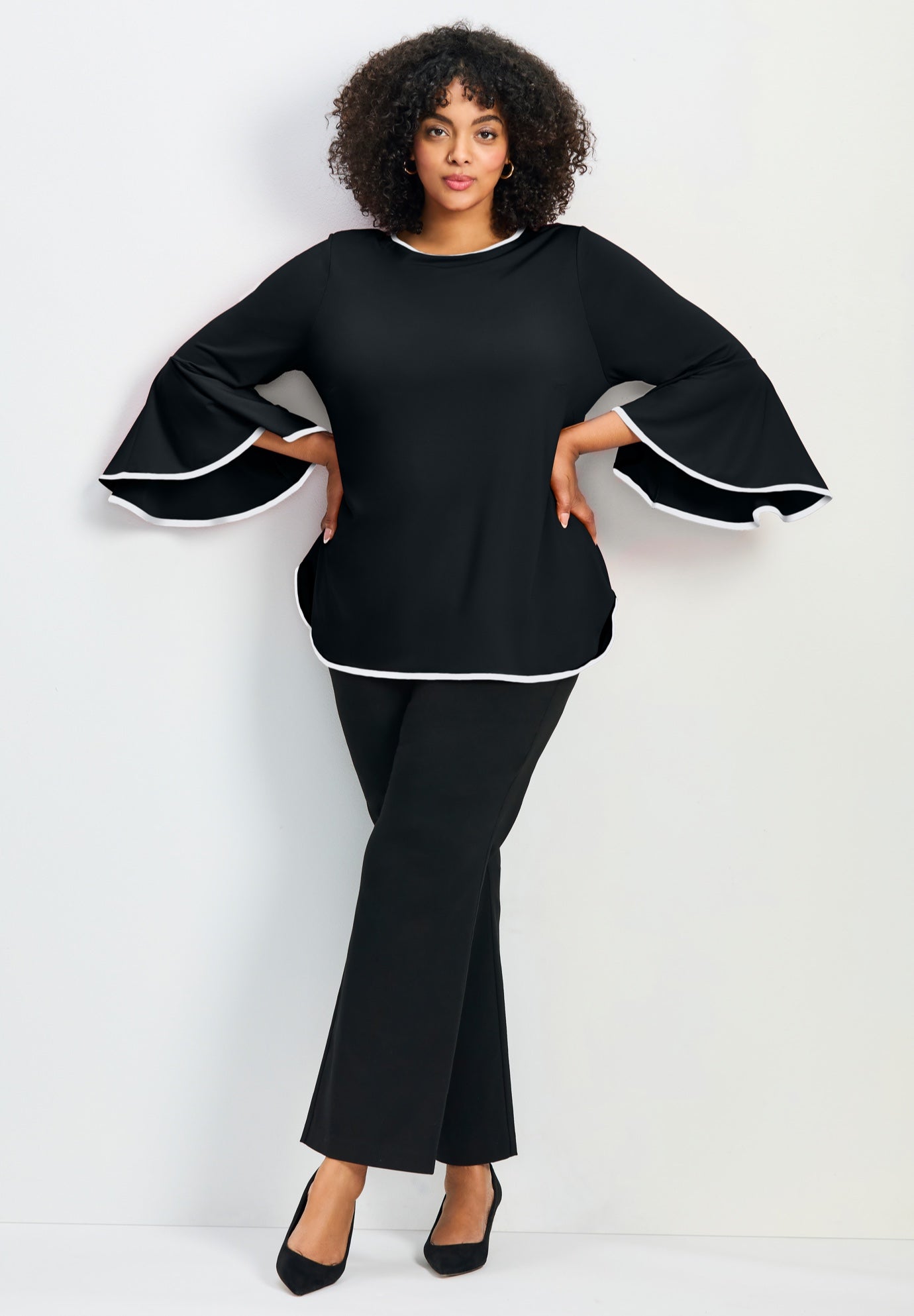 Ivana Contrast Bell Sleeve Top image number 0