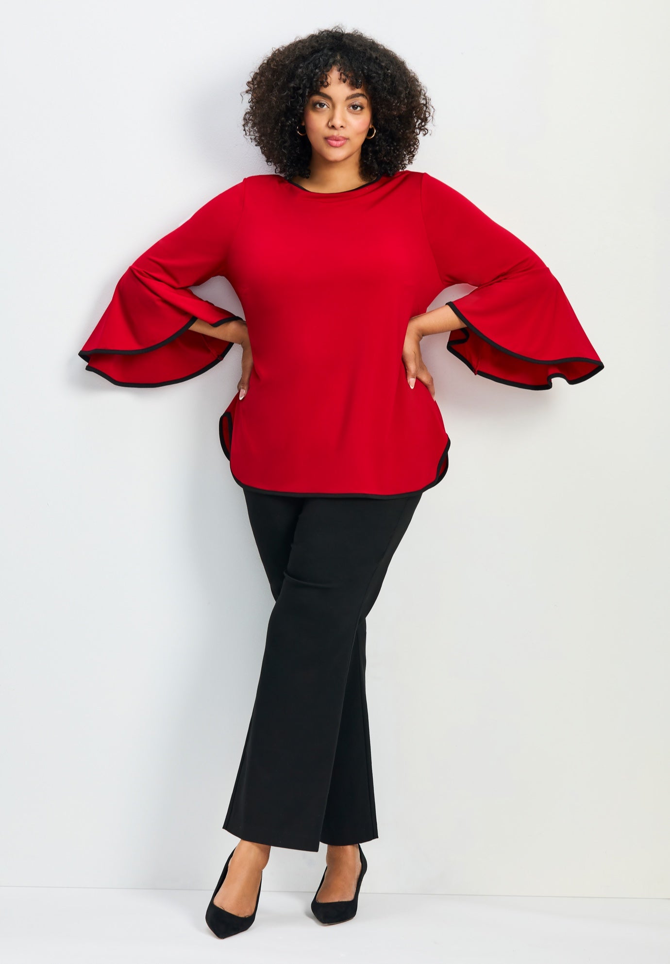 Ivana Contrast Bell Sleeve Top image number 0
