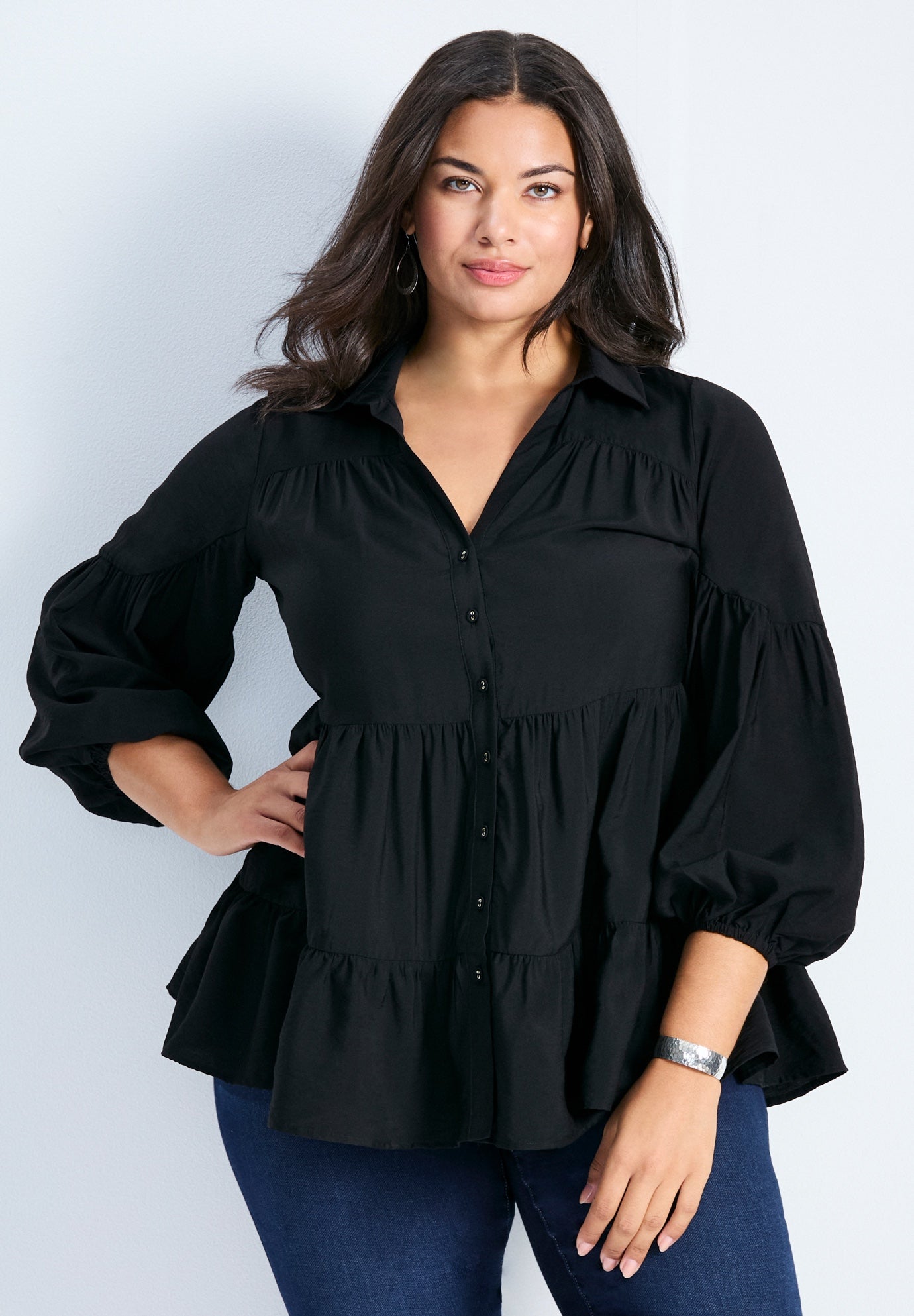 Amari Tiered Tunic Shirt image number 0