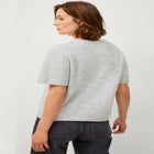 Stretch Crew Neck Short Sleeve Boxy Pullover Sweater image number null