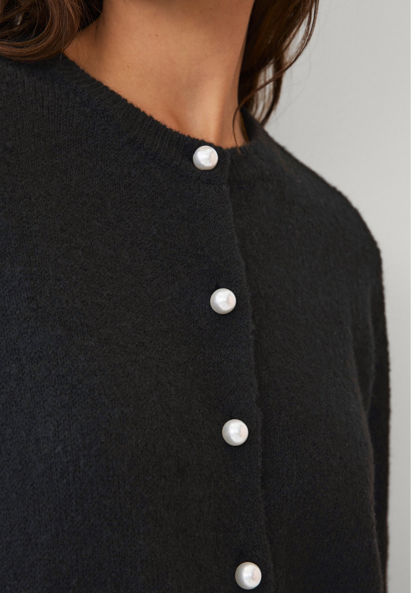 Stretch Pearl Button Front Cardigan Sweater image number 2