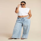 Drawstring Waist Lightweight Jean image number null