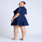 Lace Up Denim Mini Dress image number null